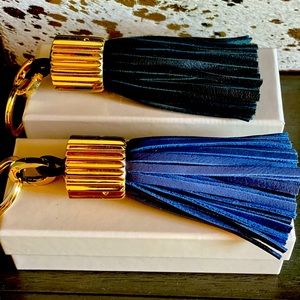 Gorgeous India Hicks blue leather Agra Tassel!